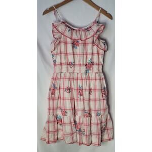 Polo Ralph Lauren- Girl's Pink/white plaid and floral dress- size 16
